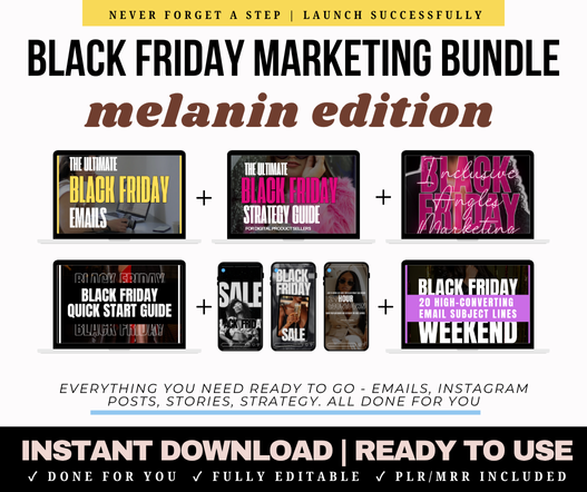 Black Friday Marketing Bundle - Melanin Edition | Email + Instagram Templates for Black Women Entrepreneurs (PLR/MRR)