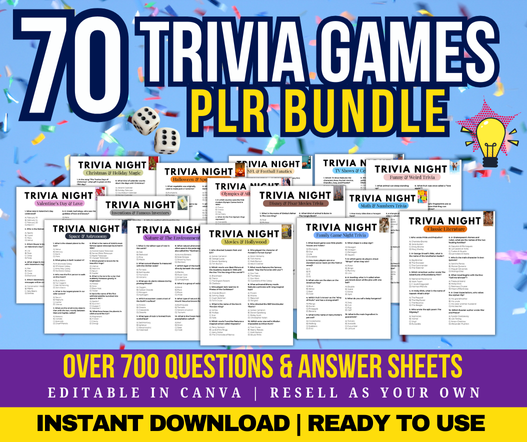 🎉 The Ultimate Trivia Night PLR Bundle – 70 Categories, 700+ Questions & Answers