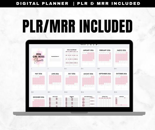 Complete 2026 digital planner pages - monthly calendars, trackers, business planning templates