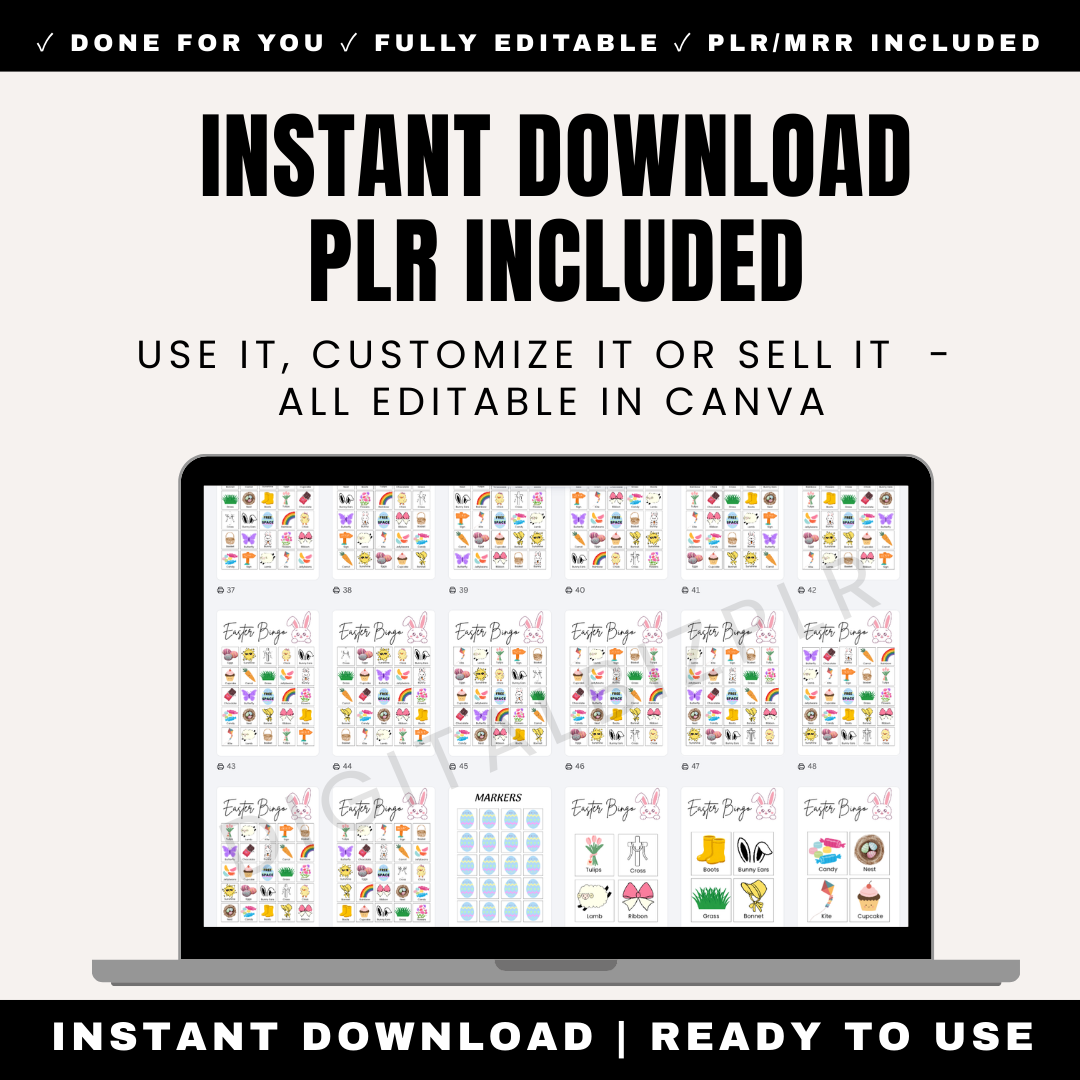 PLR Easter bingo cards resell rights digital download