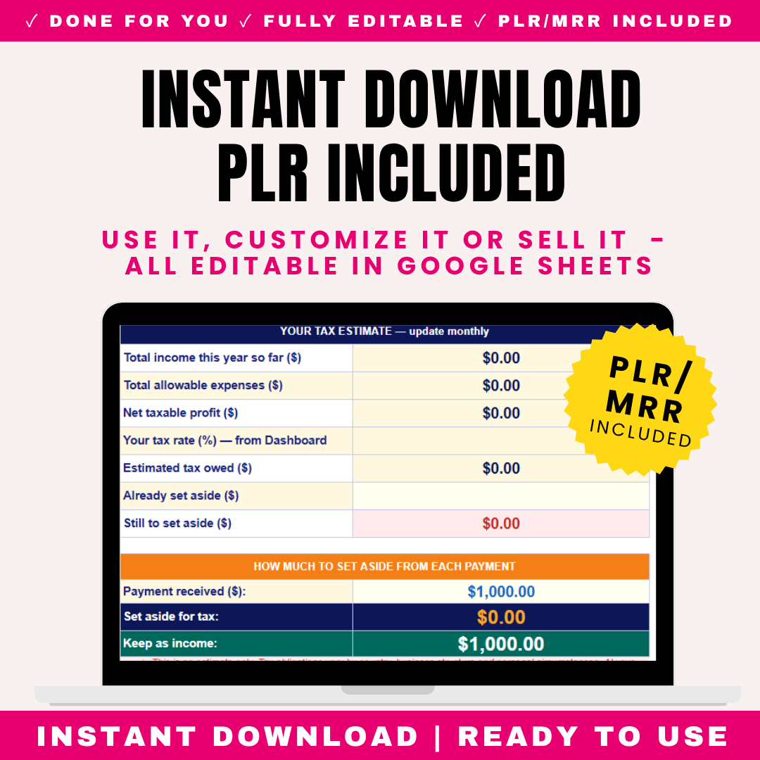Freelancer Business Tracker PLR (auto calculating)