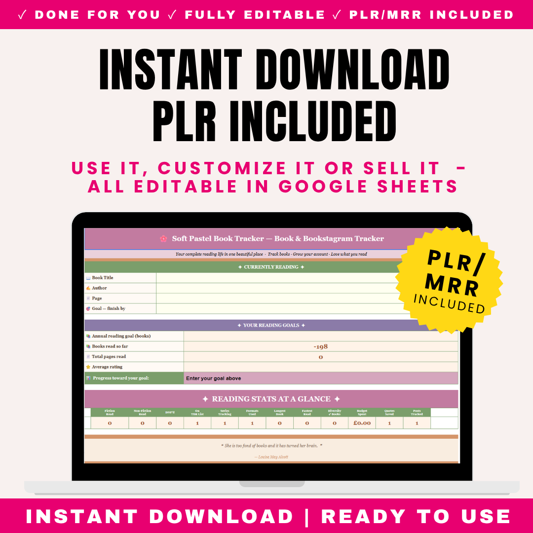 Soft Pastel Book Tracker PLR
