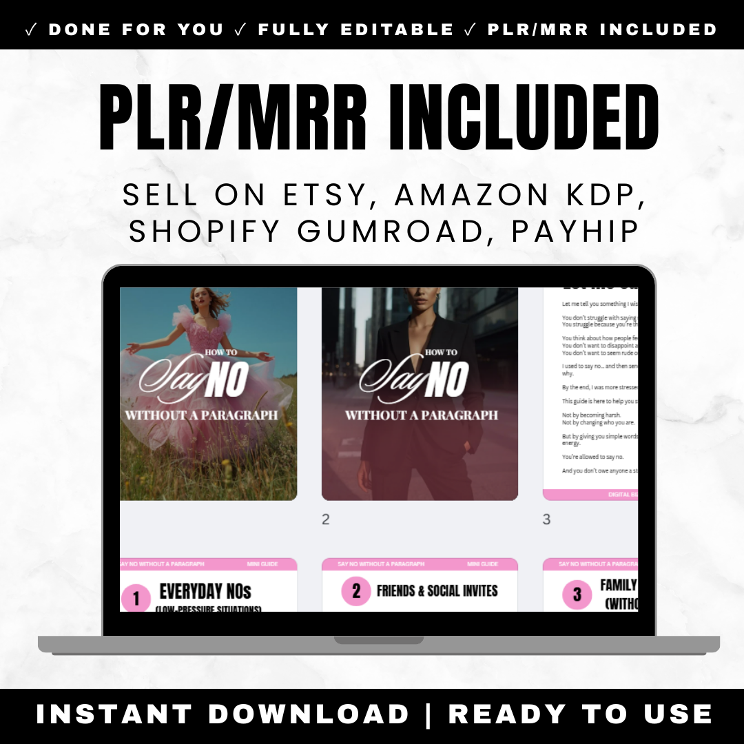 Say No Without a Paragraph Script Pack - 50+ Boundary Scripts for Guilt-Free Communication PLR MRR Rights Included