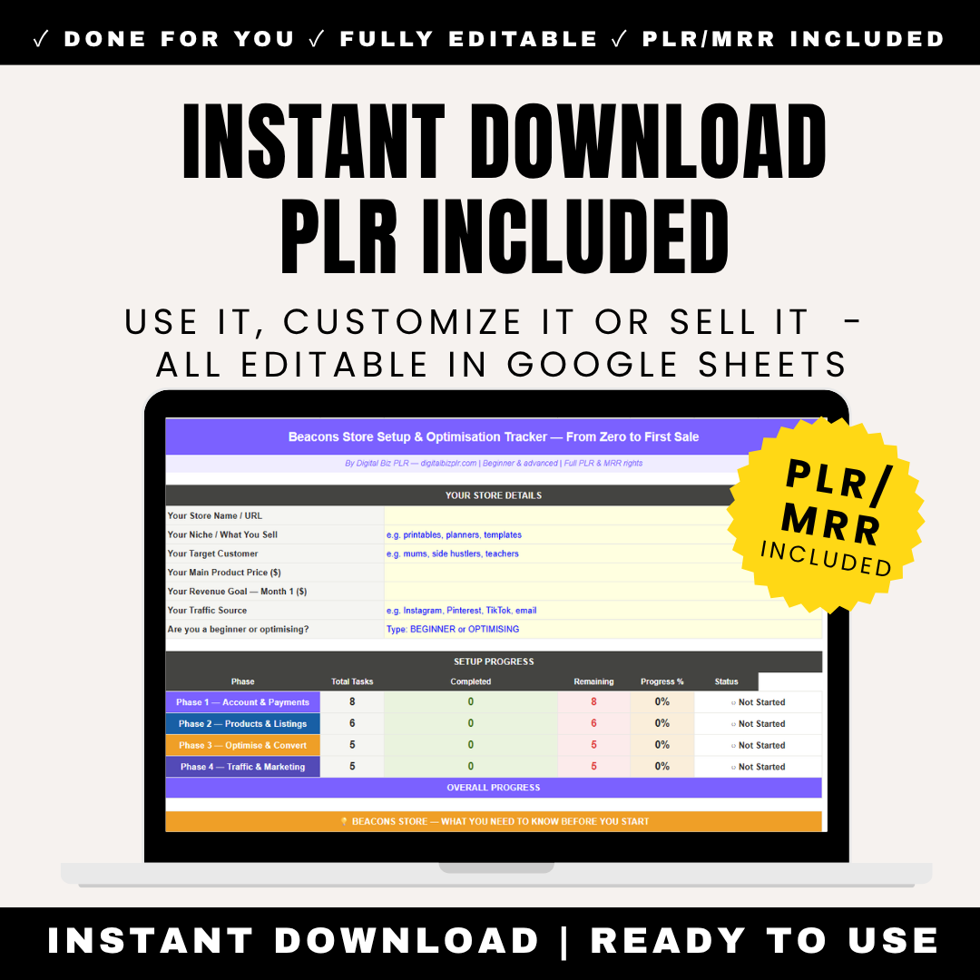 Beacons Store Setup Tracker PLR
