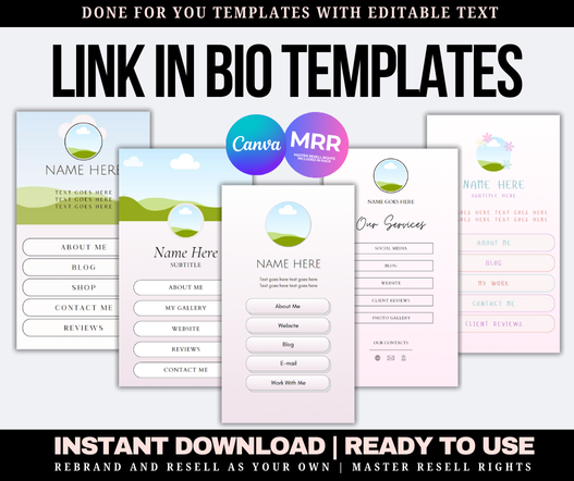 5 Aesthetic Link in Bio Canva Templates