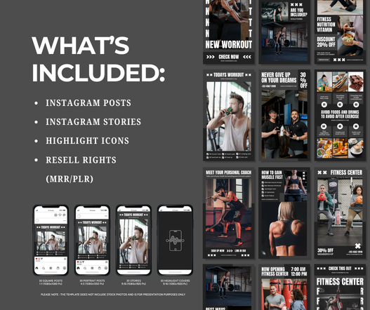 Dark Aesthetic Fitness Social Media Templates