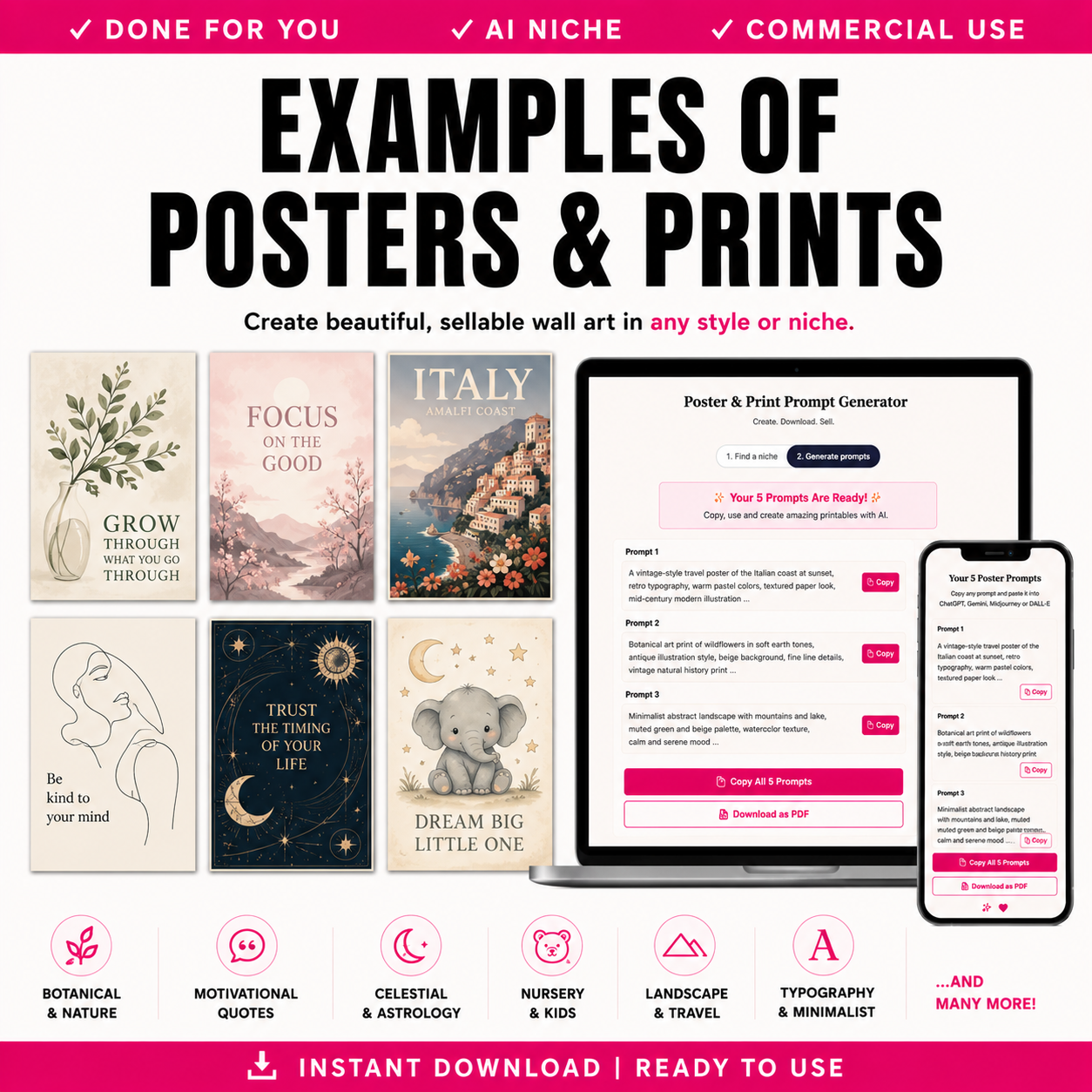 Poster & Print Prompt Generator - AI Wall Art Creator PLR