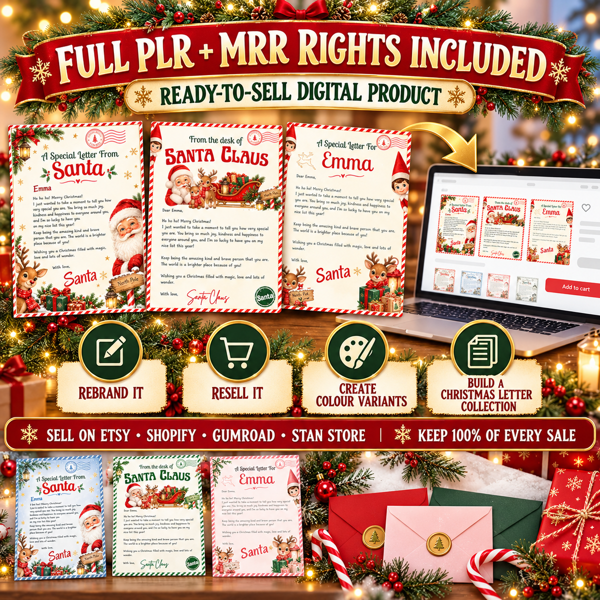 Santa Letter Editable Template Bundle PLR
