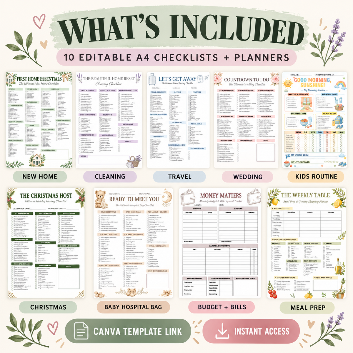 10 Printable Checklist Template Collection PLR
