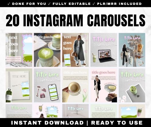 20 aesthetic Instagram carousel templates PLR with engagement-focused scrapbook designs