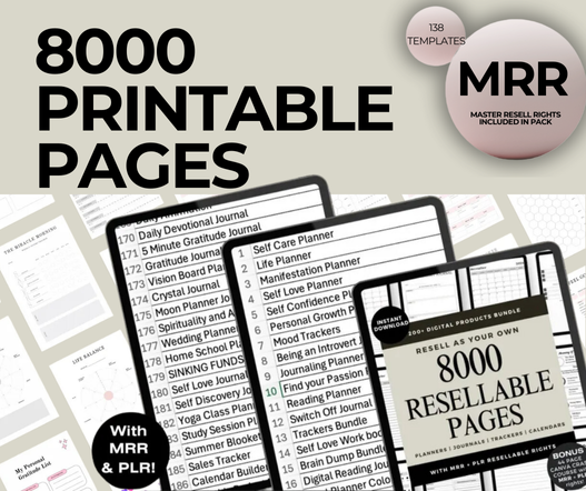 8000 Printable Planner Pages PLR