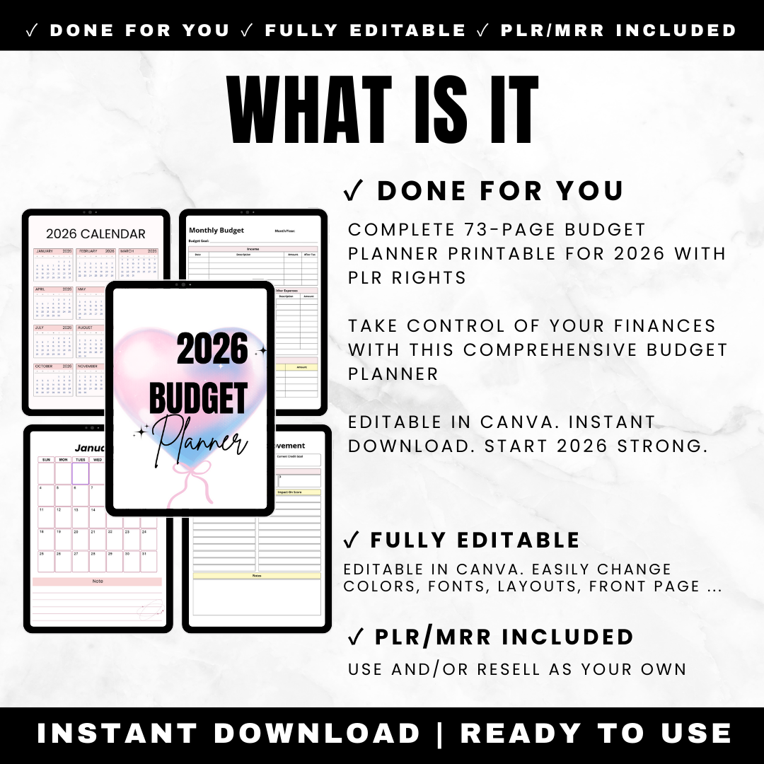 ADHD-friendly_budget_planner_printable. Paycheck to paycheck budget planner  with resell rights
