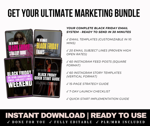 Black Friday Marketing Bundle - Melanin Edition | Email + Instagram Templates for Black Women Entrepreneurs (PLR/MRR)