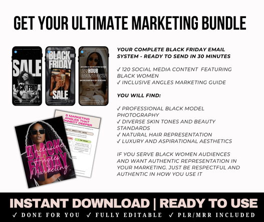 Black Friday Marketing Bundle - Melanin Edition | Email + Instagram Templates for Black Women Entrepreneurs (PLR/MRR)