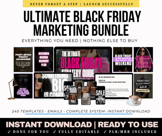Ultimate Black Friday Marketing Bundle | 240 Social Templates + Email System + Complete Strategy (PLR/MRR)
