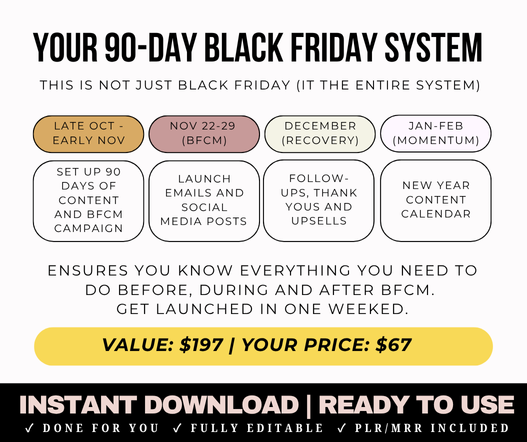 Ultimate Black Friday Marketing Bundle | 240 Social Templates + Email System + Complete Strategy (PLR/MRR)