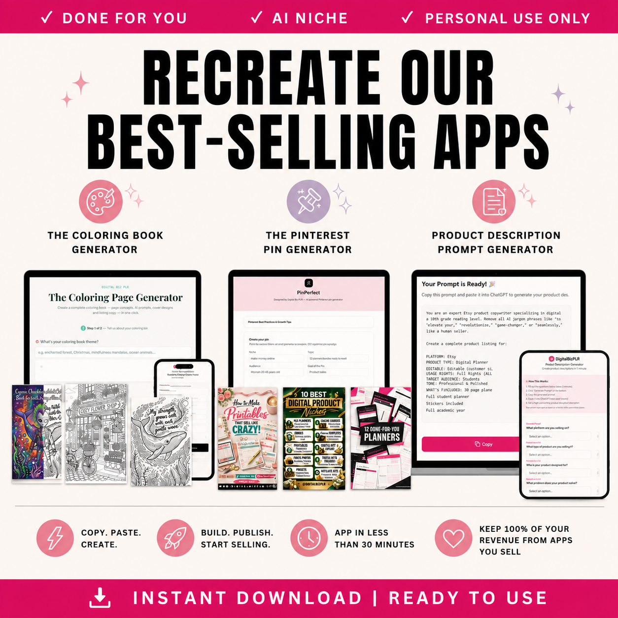 Recreate Our Best-Selling Generators — 3 Prompt Packs (AI App Builder Kit Add-On)