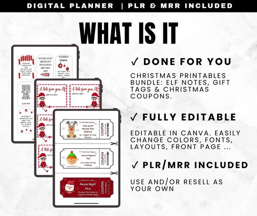 Christmas Printables Bundle: Elf Notes, Coupons & Gift Tags PLR