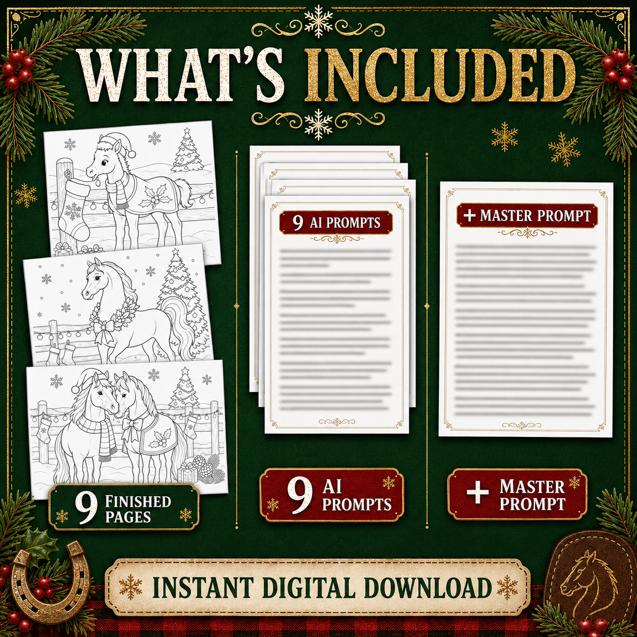 Christmas Horse: Line Art to Color