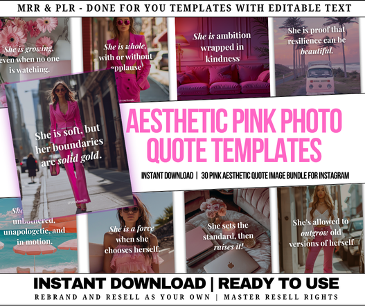 30 Aesthetic Pink Photo Quote Templates Bundle