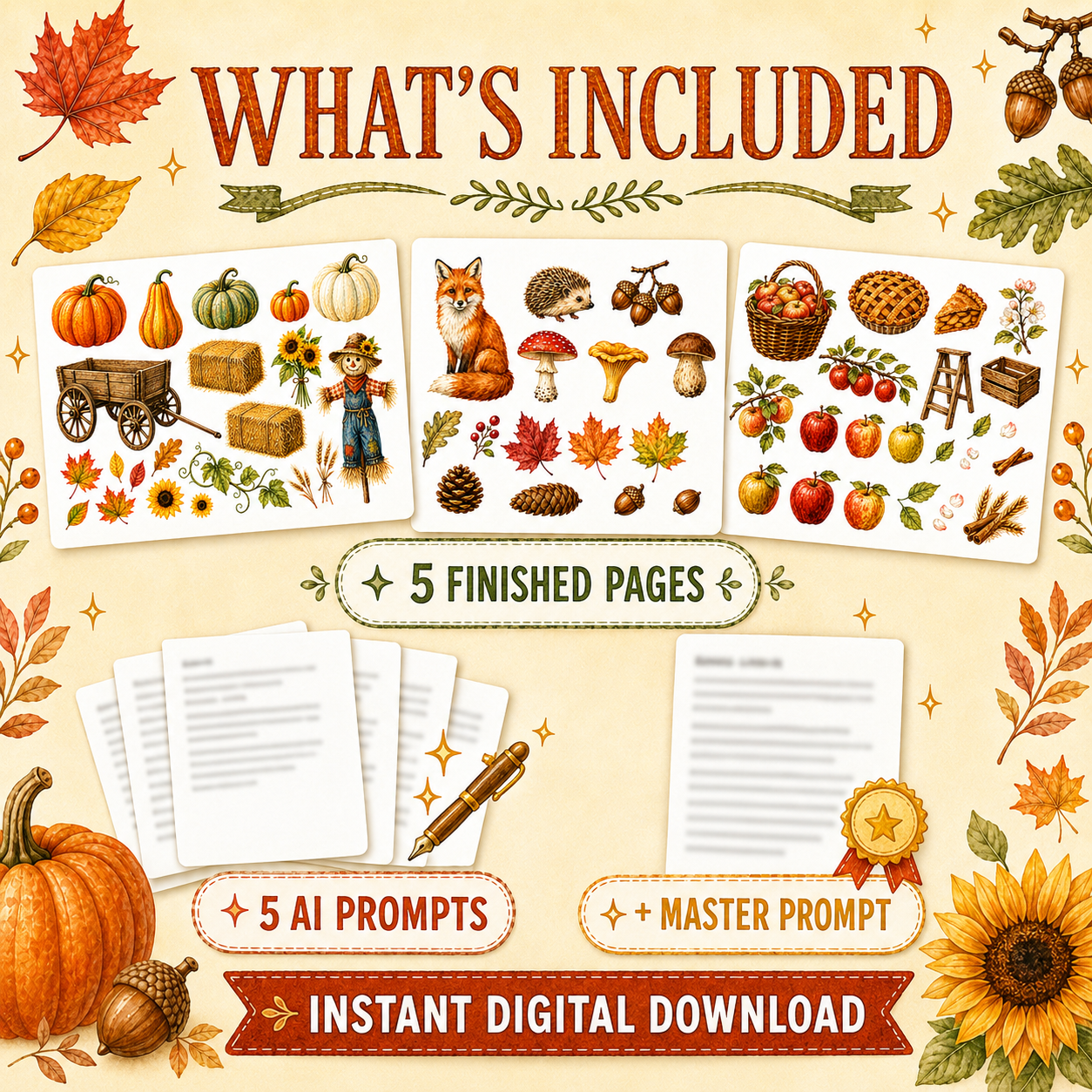 Cozy Autumn Clipart AI Prompt Pack