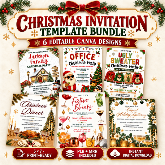 Christmas Invitation Template Bundle PLR