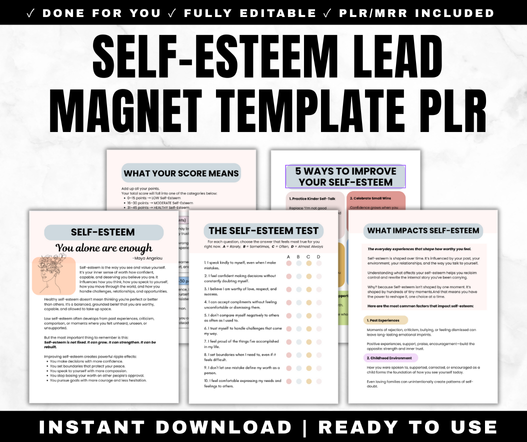 Self-Esteem Test Worksheets PLR