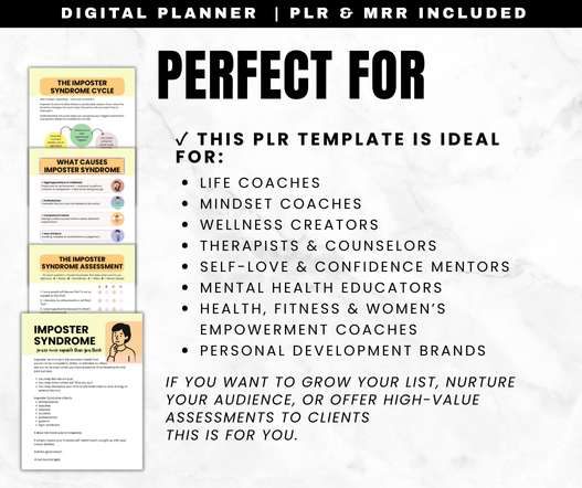 Imposter Syndrome Worksheets PLR