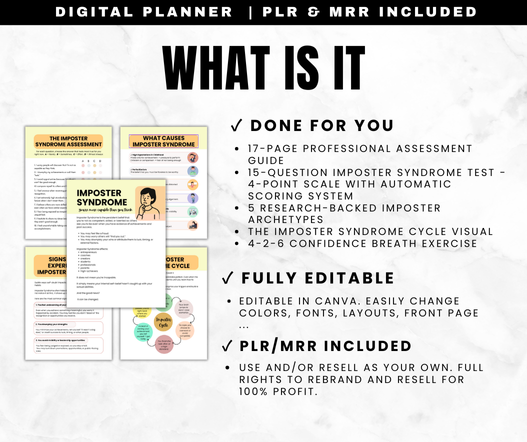Imposter Syndrome Worksheets PLR