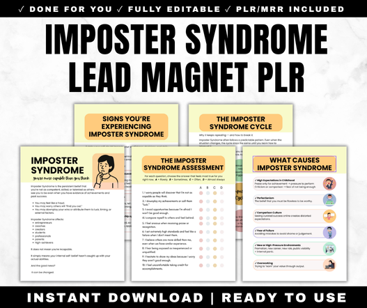 Imposter Syndrome Worksheets PLR
