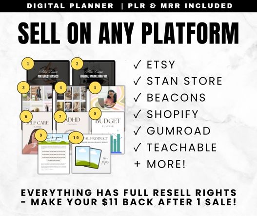 Sell digital products on any platform - Etsy, Shopify, Gumroad with resell rights
