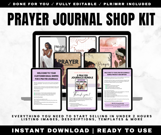 5 Editable Prayer Journals Bundle Shop Kit