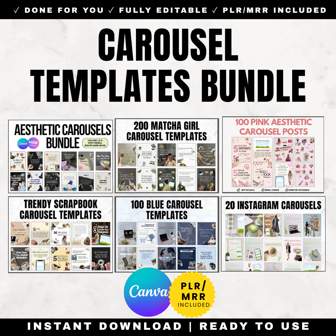600+ Instagram Carousels Templates Bundle PLR