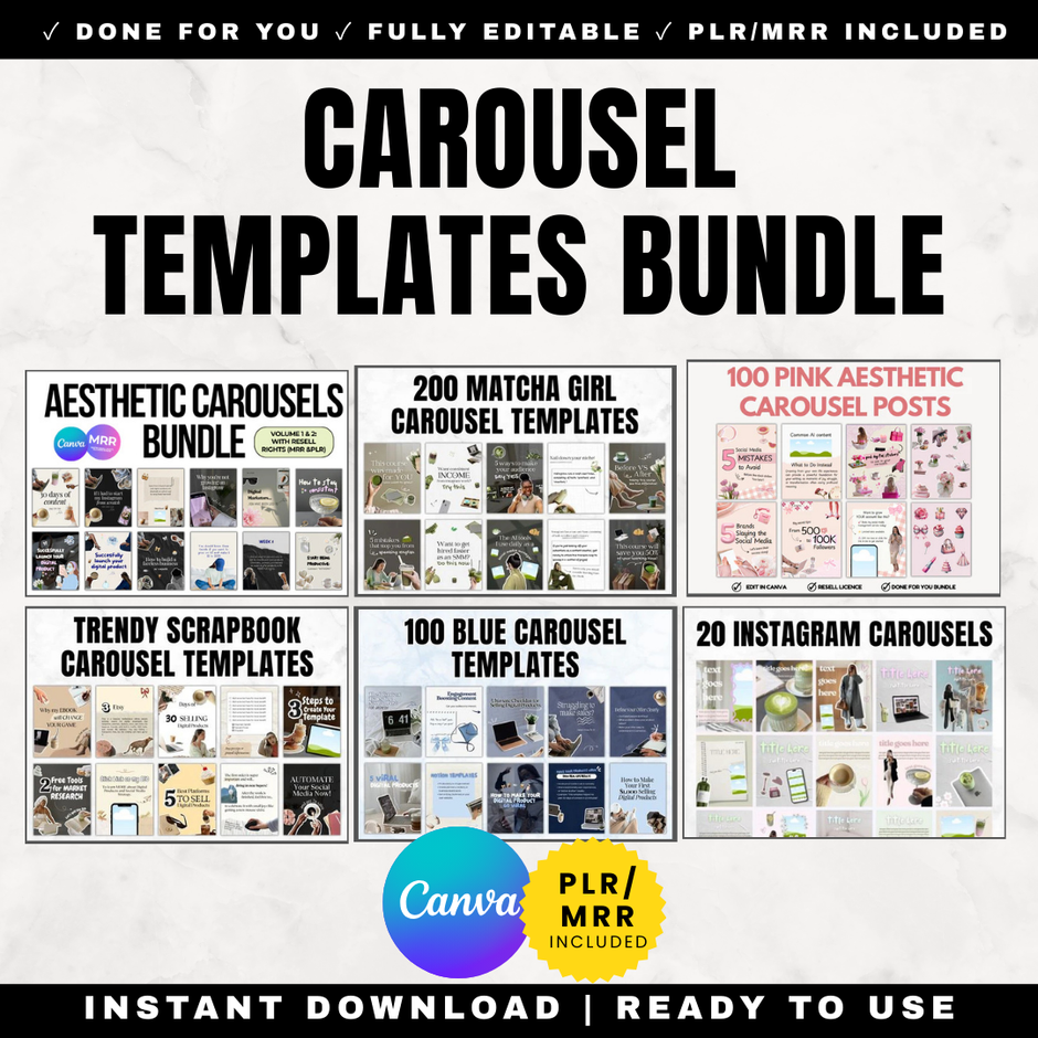Instagram Carousel Templates PLR | Editable Canva Posts – Digital Biz PLR