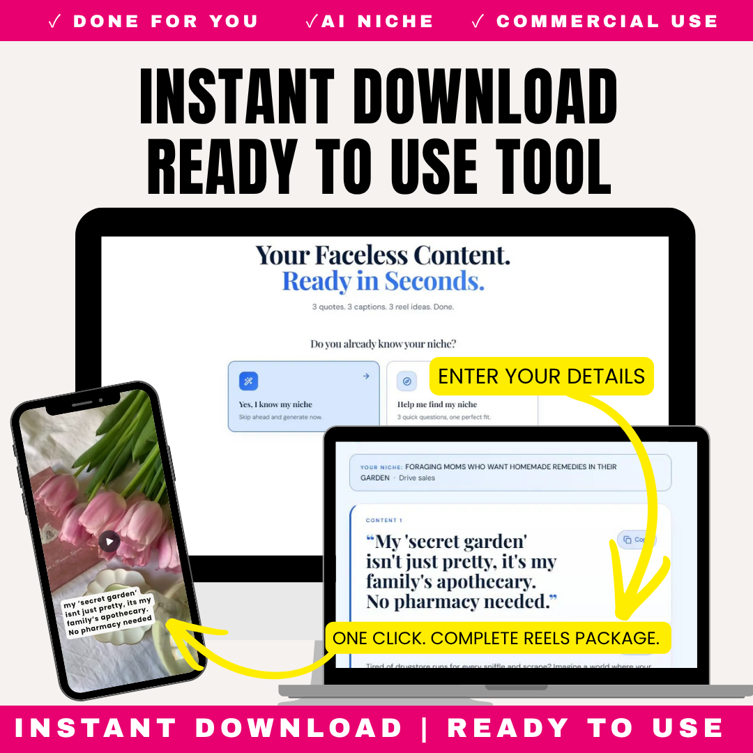 Faceless Content Generator - Instagram & TikTok Quote, Caption & Reel Idea Creator