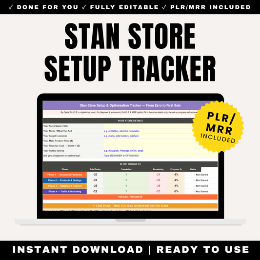 Stan Store Setup Tracker - Complete System for Launching & Optimizing Your Stan Store