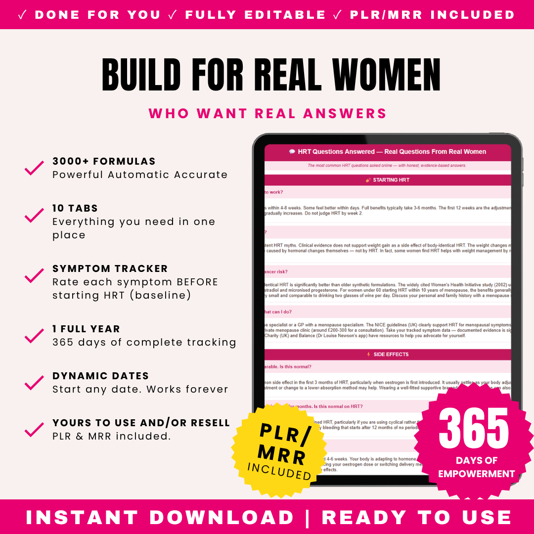 HRT Decision Tracker & Side Effects Log PLR
