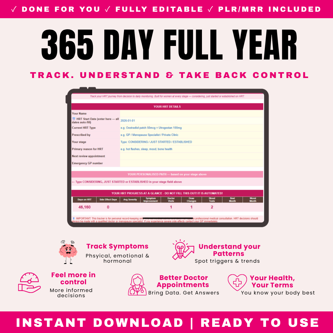 HRT Decision Tracker & Side Effects Log PLR