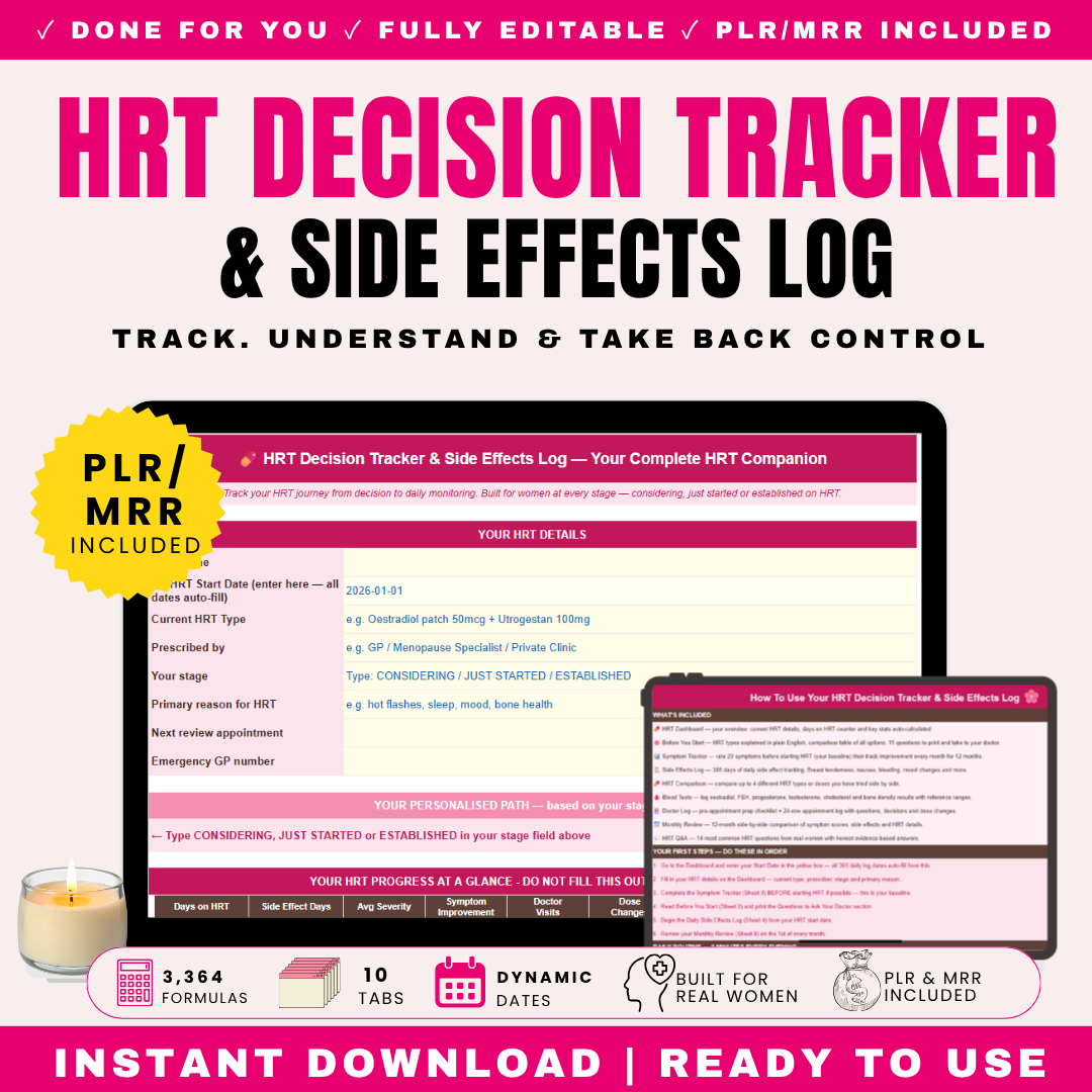 HRT Decision Tracker & Side Effects Log PLR