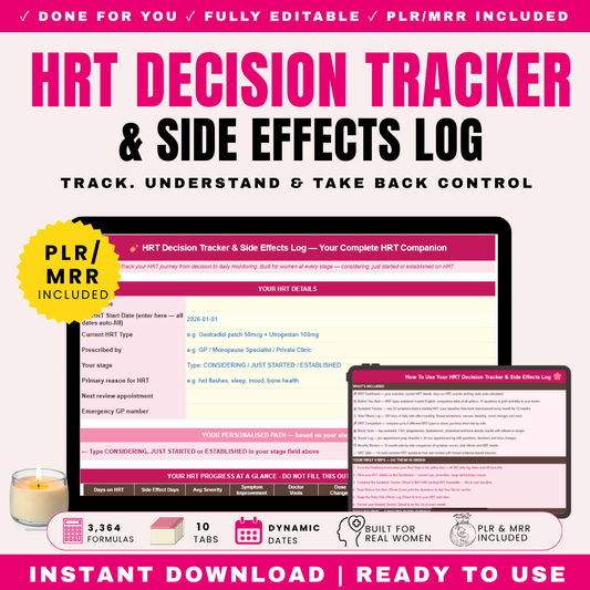 HRT Decision Tracker & Side Effects Log PLR