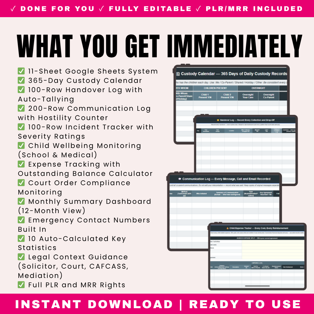 Custody Tracker Co-Parenting Log Tracker