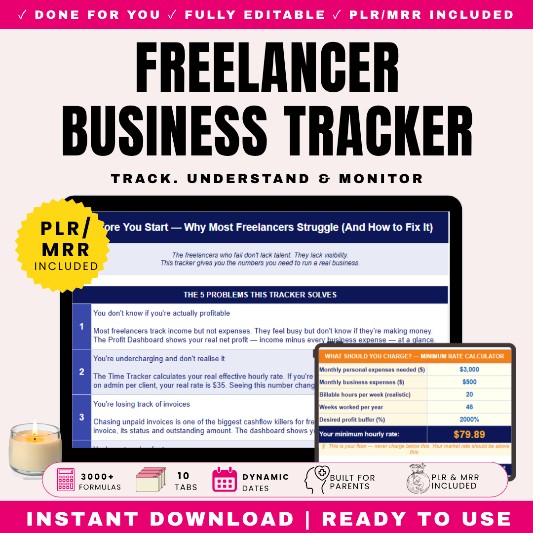 Freelancer Business Tracker PLR (auto calculating)