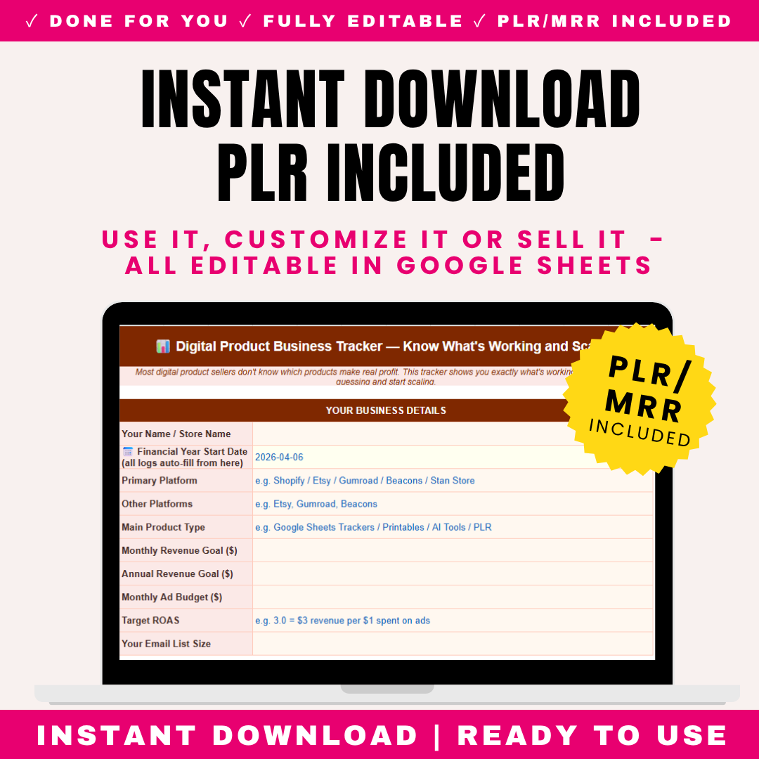 Digital Product Business Tracker PLR
