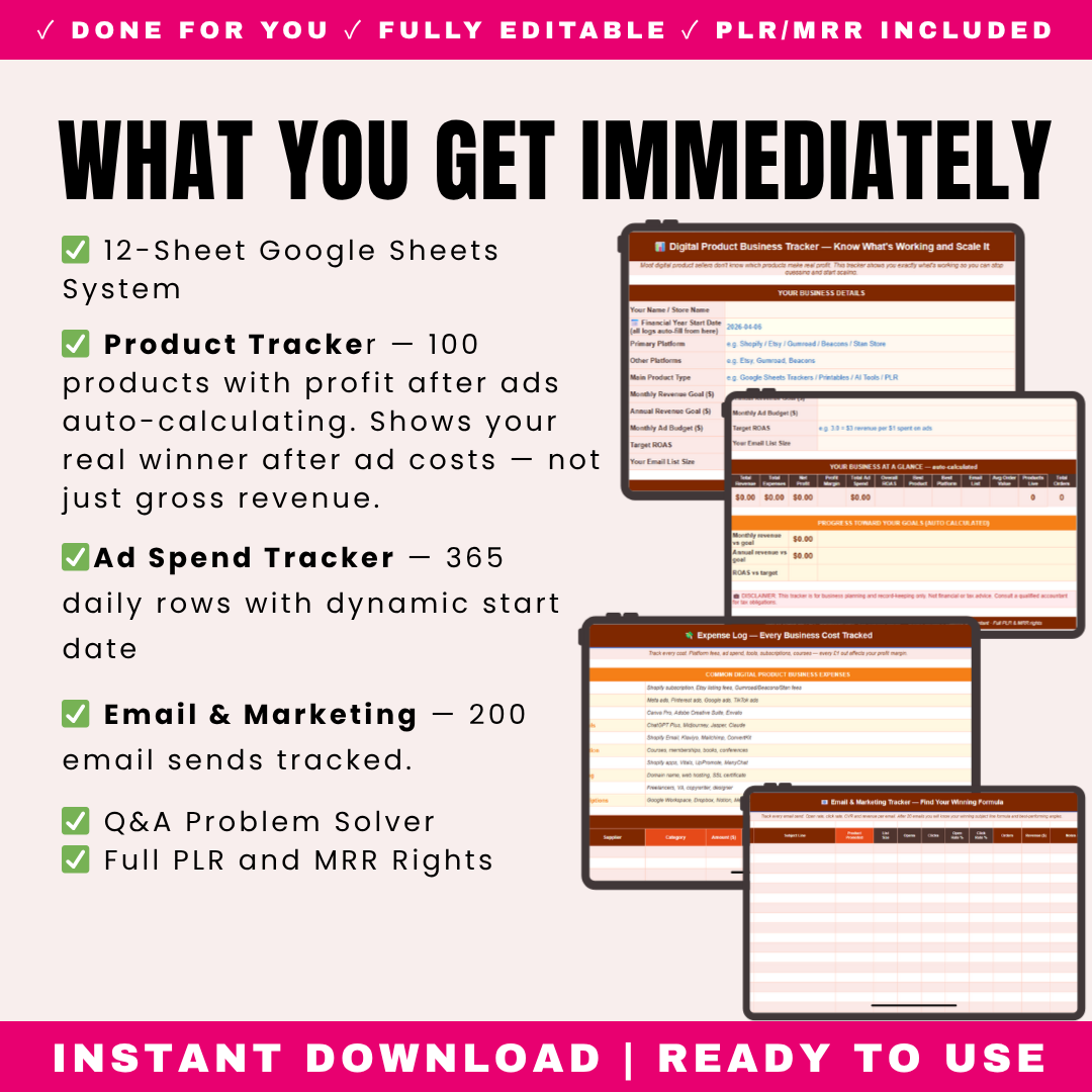 Digital Product Business Tracker PLR