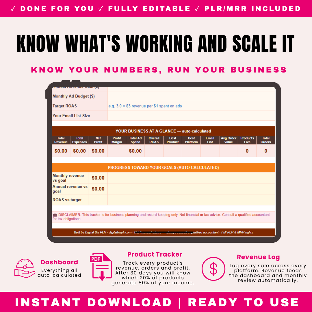 Digital Product Business Tracker PLR