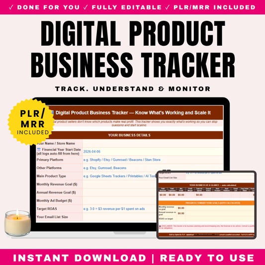Digital Product Business Tracker PLR