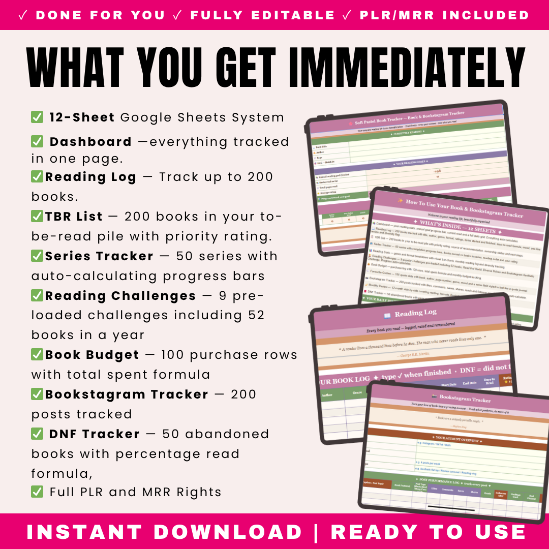 Soft Pastel Book Tracker PLR