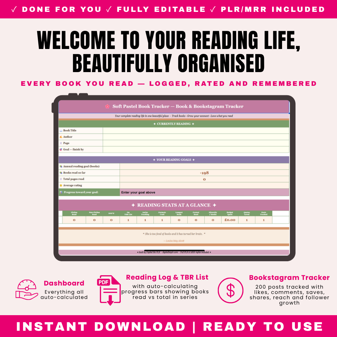 Soft Pastel Book Tracker PLR