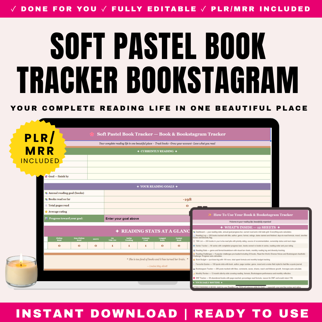 Soft Pastel Book Tracker PLR