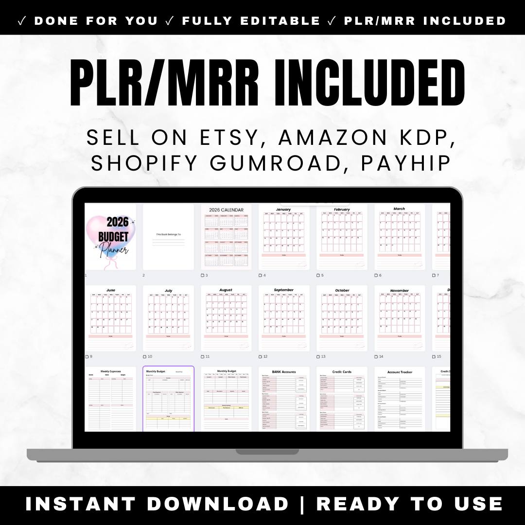 2026 Digital Planner with Resale Rights - Private Label Rights and Master Resell Rights